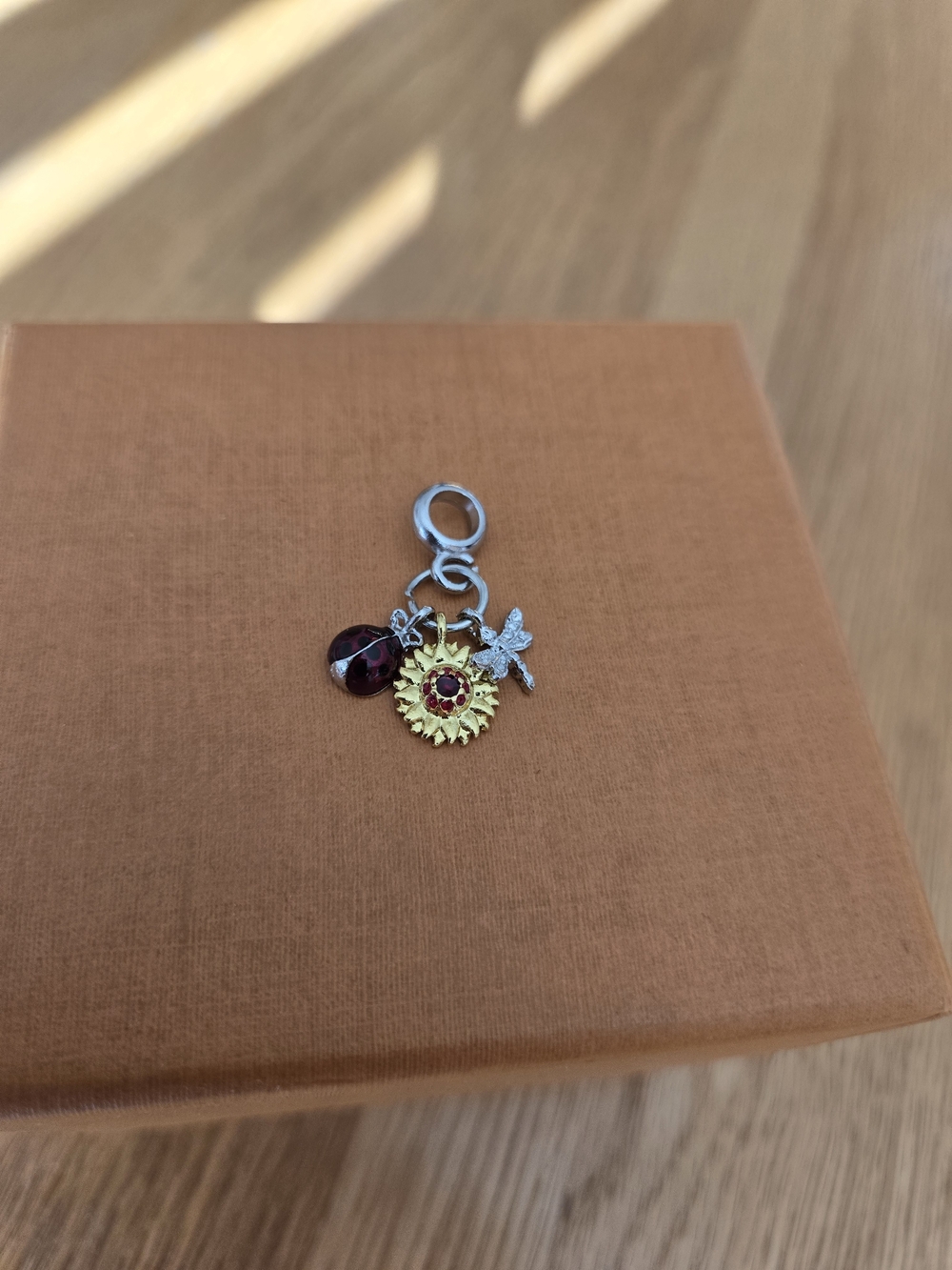Dangling Fall Sunflower Lady Bug Charm For Pandora Bracelet